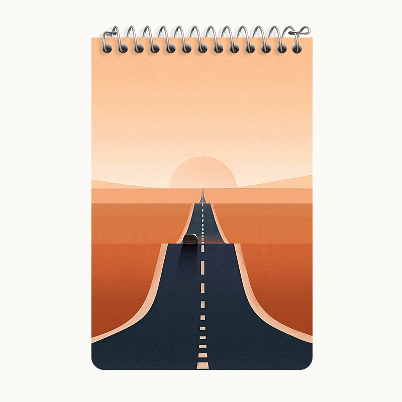 دفتر یادداشت 50 برگ خندالو طرح جاده ی بی انتها کد F4557
