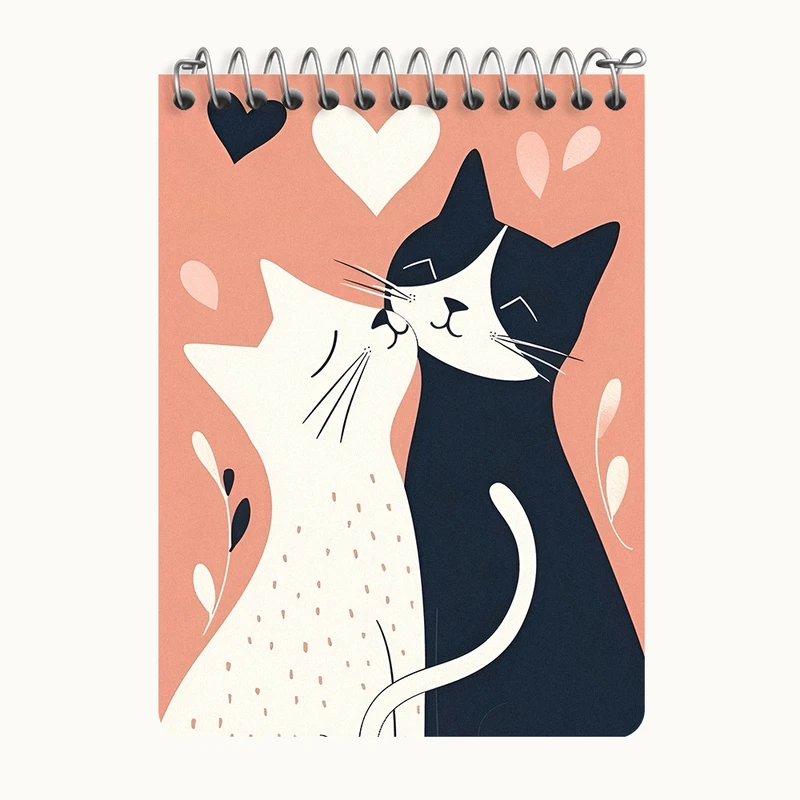 دفتر یادداشت 50 برگ خندالو طرح گربه های عاشق کد N6251