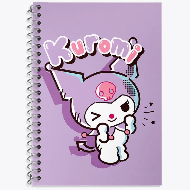 دفتر زبان 50 برگ خندالو مدل سه خط طرح کرومی (Kuromi) کد N7811