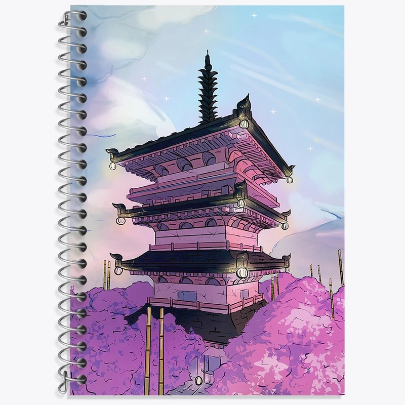 دفتر زبان 50 برگ خندالو مدل سه خط طرح خانه ژاپنی کد N8677