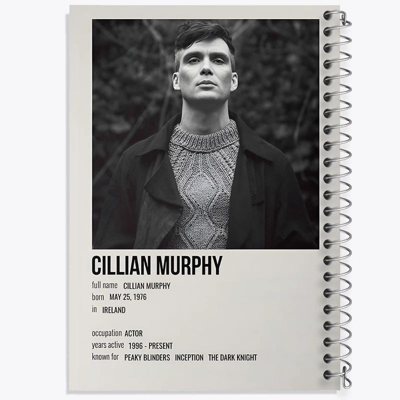 دفتر ژورنال نویسی 50 برگ خندالو مدل نقطه ای طرح کیلین مورفی (Cillian Murphy) کد F13377