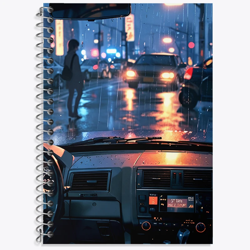 دفتر زبان دوخط 50 برگ خندالو طرح خیابان بارانی کد F4552