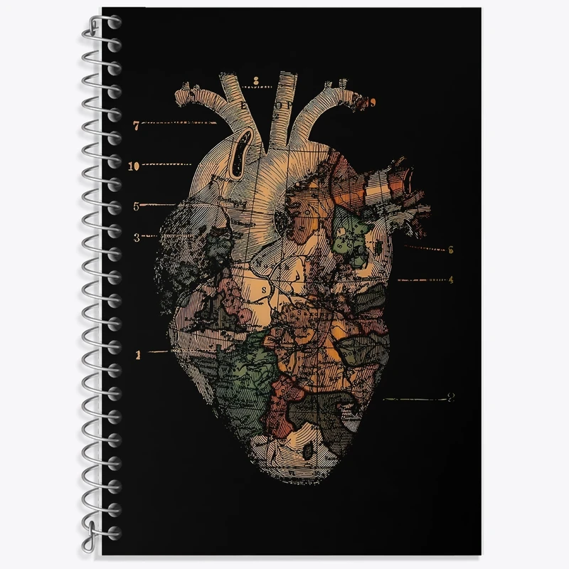 دفتر لغت 50 برگ خندالو طرح قلب نقشه ای کد F10550