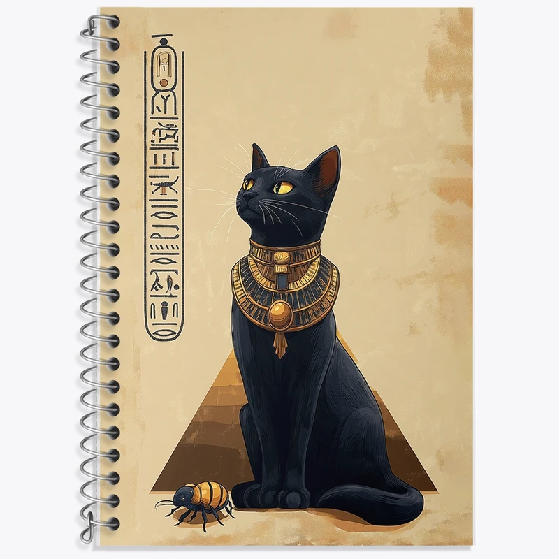 دفتر زبان 50 برگ خندالو مدل سه خط طرح گربه ی مصری کد F10076