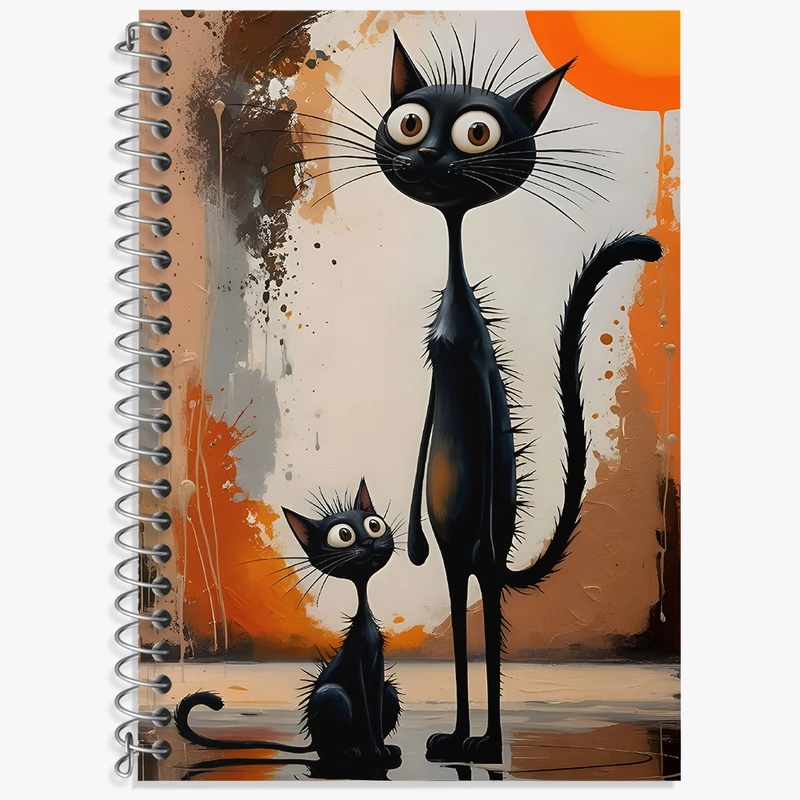 دفتر زبان 50 برگ خندالو مدل سه خط طرح گربه (Cat) کد F4239