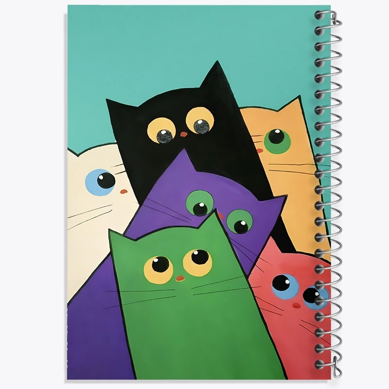 دفتر لیست خرید 50 برگ خندالو طرح گربه های رنگی کد N6791