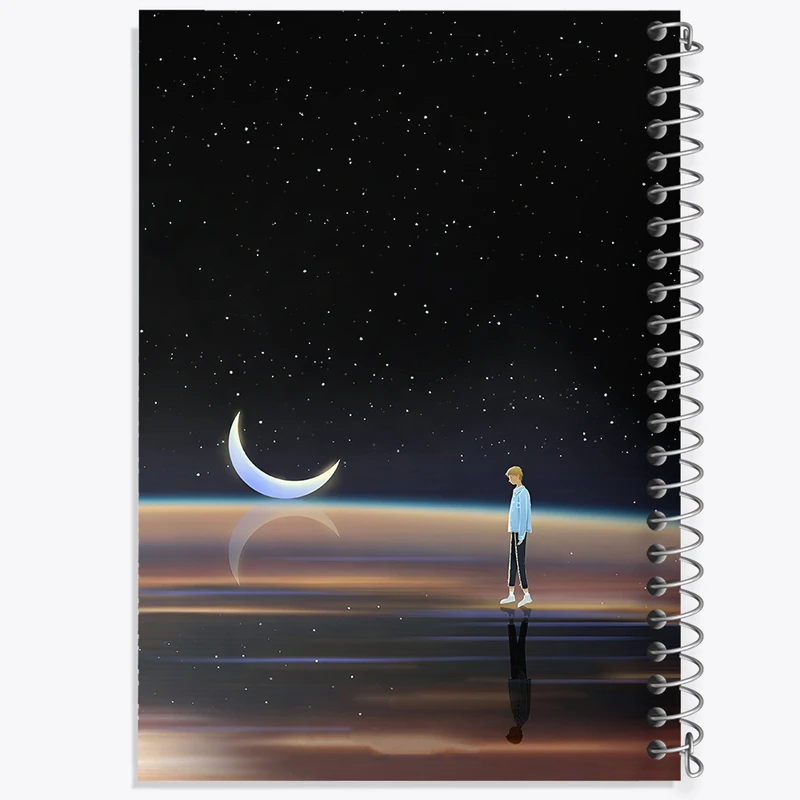 دفتر مشق 100 برگ خندالو طرح پسر و ماه کد F8817