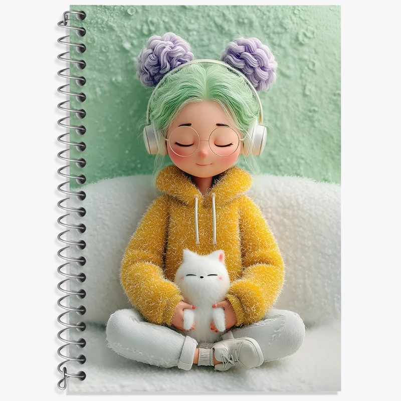 دفتر زبان 50 برگ خندالو مدل سه خط طرح دخترانه بامزه کد N8358