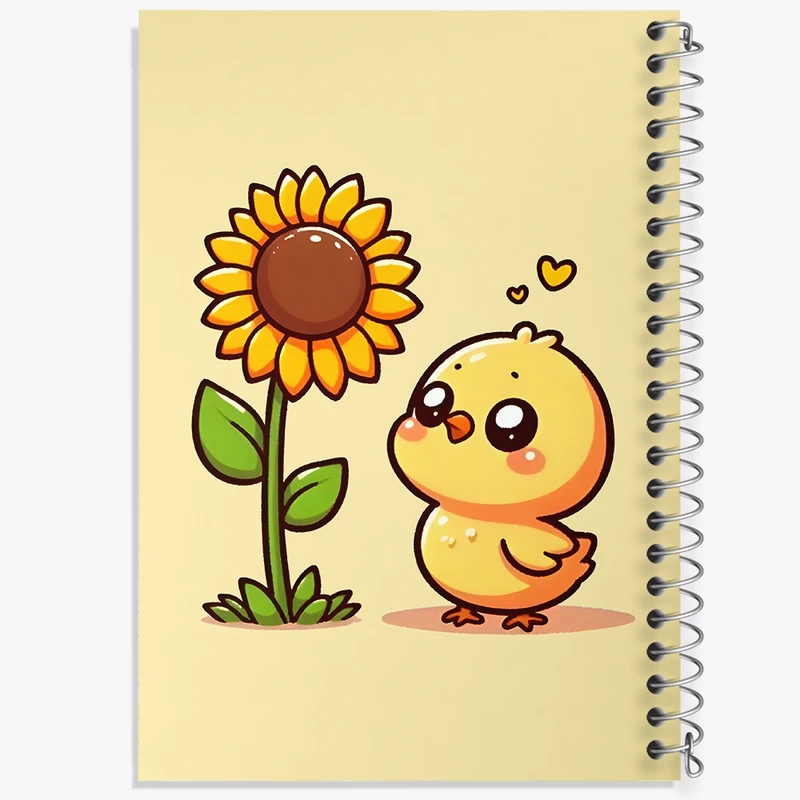 دفتر شطرنجی 50 برگ خندالو طرح جوجه و گل آفتابگردان کد N6677