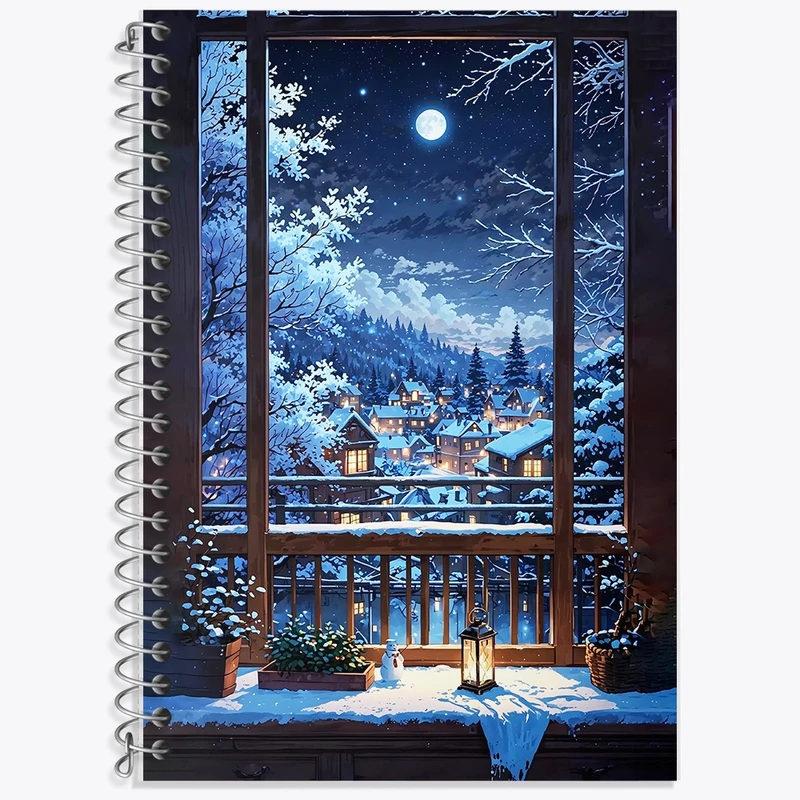 دفتر لغت 50 برگ خندالو طرح منظره برفی کد F8908