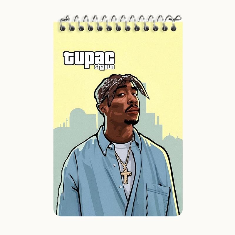 دفتر یادداشت 50 برگ خندالو طرح توپاک (Tupac) کد F4639