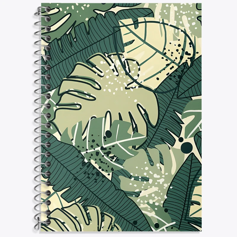 دفتر زبان دوخط 50 برگ خندالو طرح برگ های انجیری کد N7004