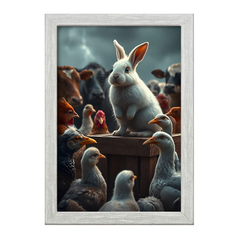 تابلو خندالو طرح خرگوش و حیوانات مزرعه کد F11667