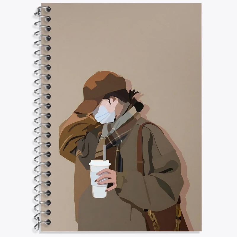 دفتر زبان 50 برگ خندالو مدل سه خط طرح دخترانه مینیمال کد F3242