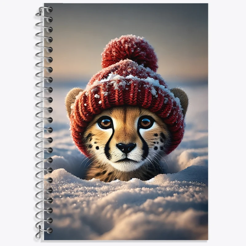 دفتر زبان 50 برگ خندالو مدل سه خط طرح یوزپلنگ بامزه کد F11531