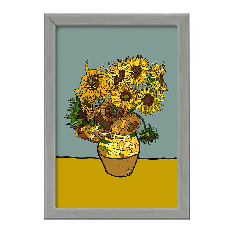 تابلو خندالو طرح گلدان آفتابگردان ونسان ونگوگ کد F12839