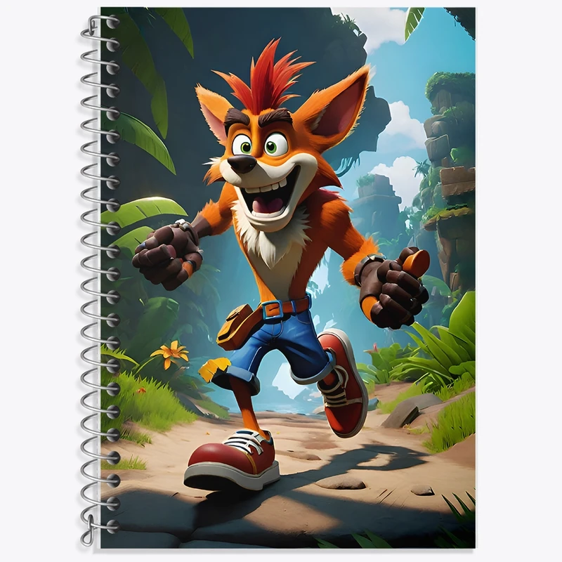 دفتر زبان 50 برگ خندالو مدل سه خط طرح کراش باندیکوت (Crash Bandicoot) کد F11711
