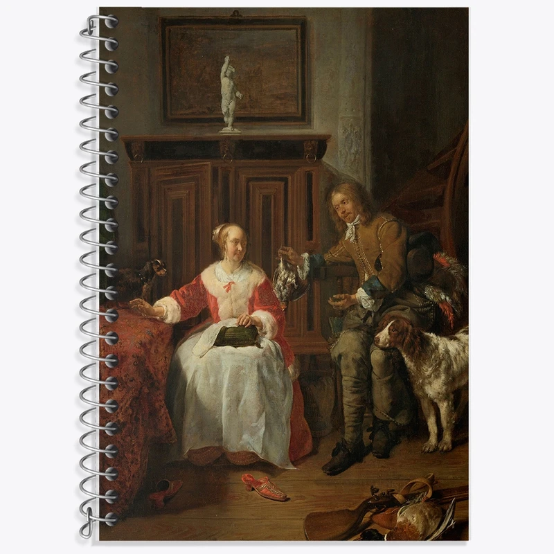 دفتر زبان 50 برگ خندالو مدل سه خط طرح نقاشی هدیه شکارچی اثر گابریل متسو کد F12280