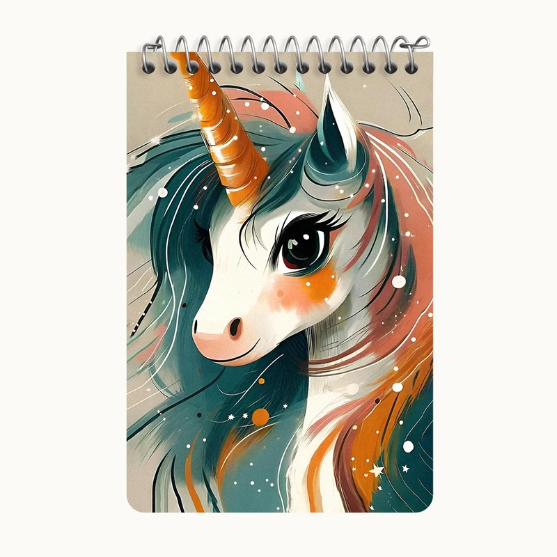 دفتر یادداشت 50 برگ خندالو طرح اسب تک شاخ کد F8032