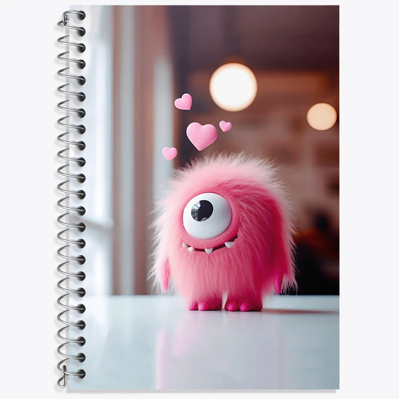 دفتر زبان 50 برگ خندالو مدل دو خط طرح هیولای صورتی بامزه کد N6169