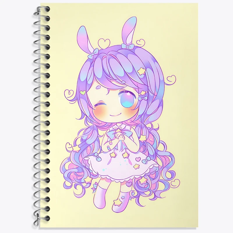 دفتر زبان 50 برگ خندالو مدل سه خط طرح دخترانه کیوت کد N8214