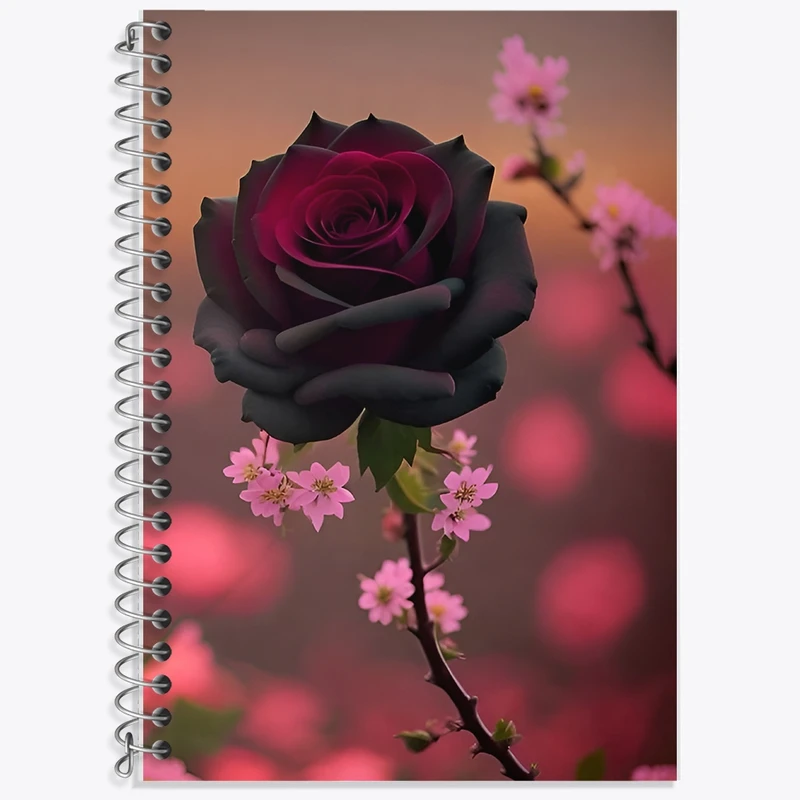 دفتر لغت 50 برگ خندالو طرح گل رز کبود کد F12682