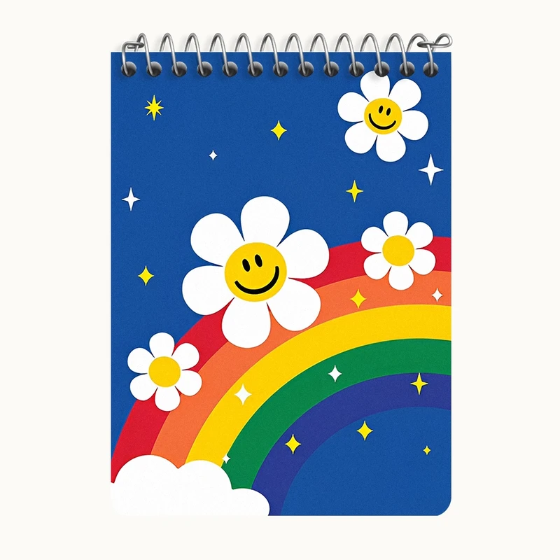 دفتر یادداشت 50 برگ خندالو طرح گل و رنگین کمان کد N7222