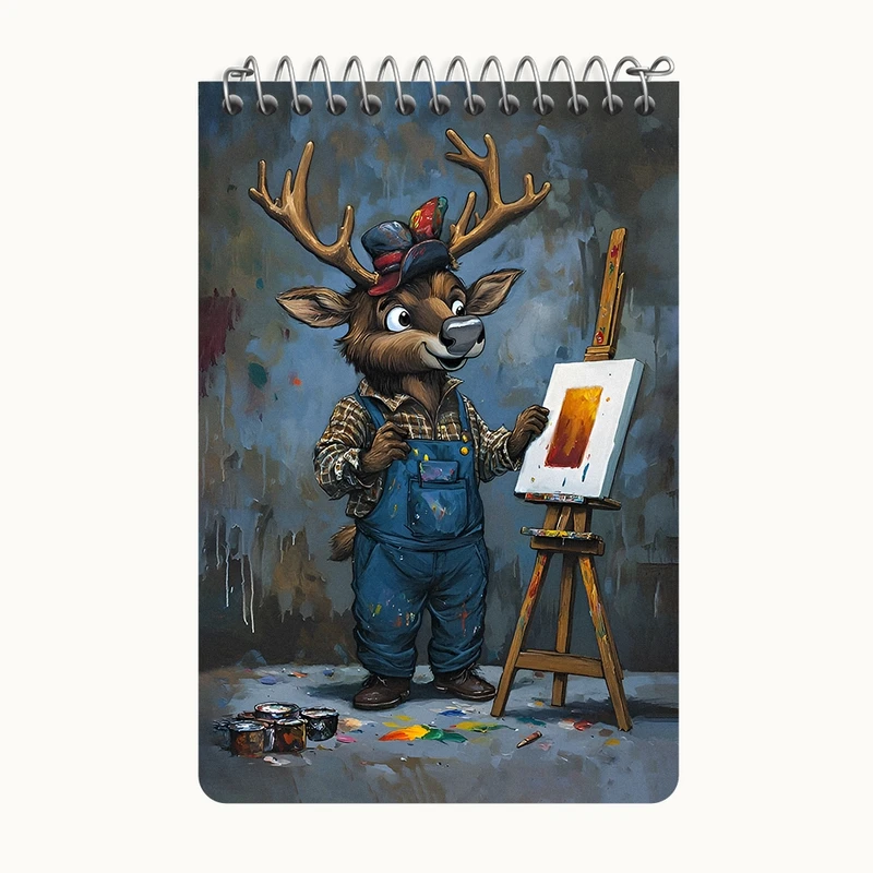 دفتر یادداشت 50 برگ خندالو طرح گوزن نقاش کد F12115