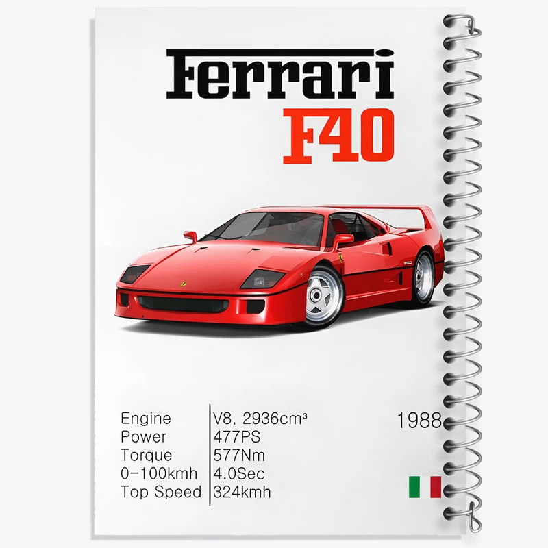 دفتر مشق 100 برگ خندالو طرح فراری (Ferrari F40) کد N7512