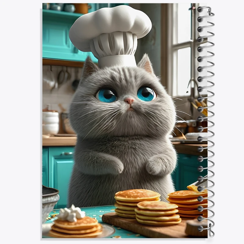 دفتر شطرنجی 50 برگ خندالو طرح گربه آشپز کد F12797