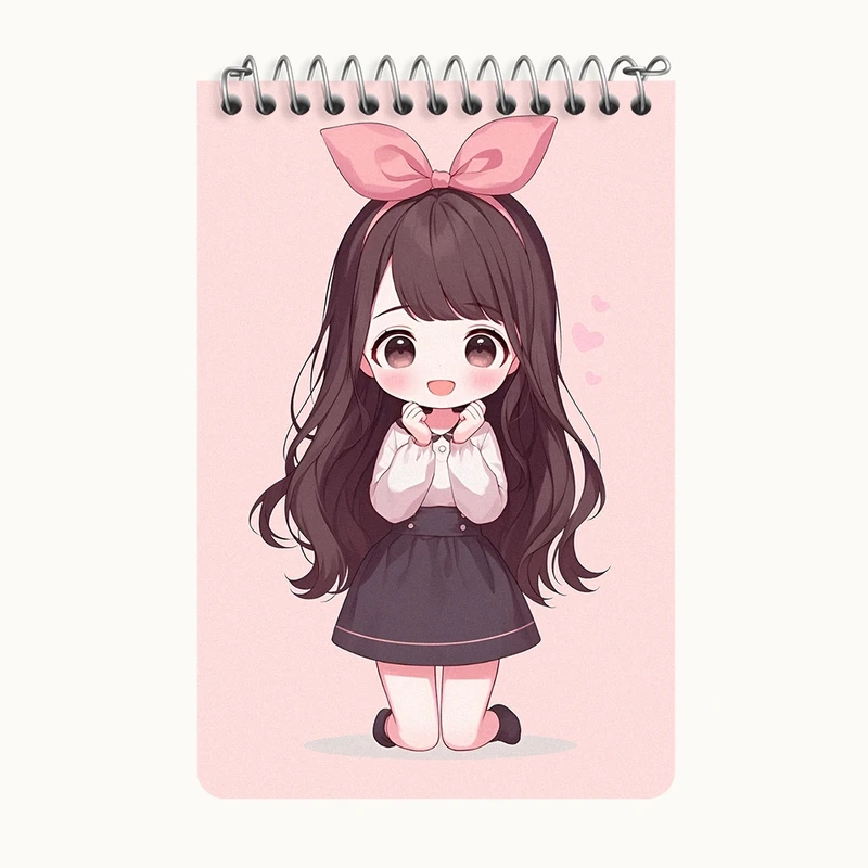 دفتر یادداشت 50 برگ خندالو طرح دخترانه کیوت کد F3620