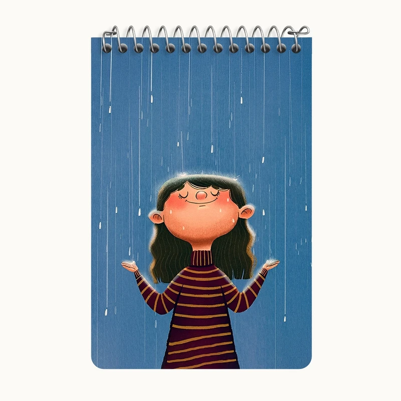 دفتر یادداشت 50 برگ خندالو طرح دختر عاشق بارون کد F8242