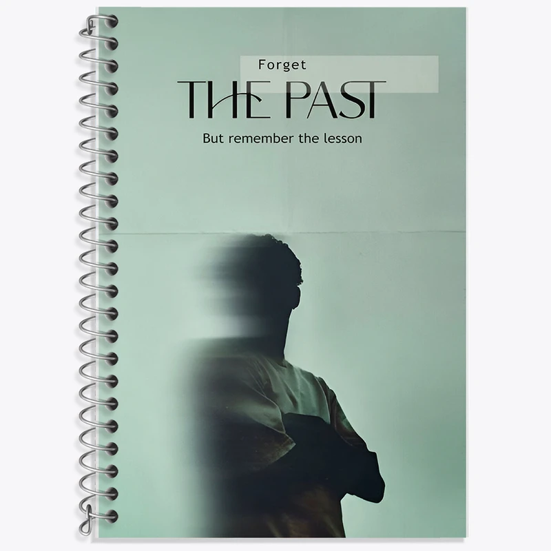 دفتر زبان دوخط 50 برگ خندالو طرح Forget The Past But Remember The Lesson کد F14197