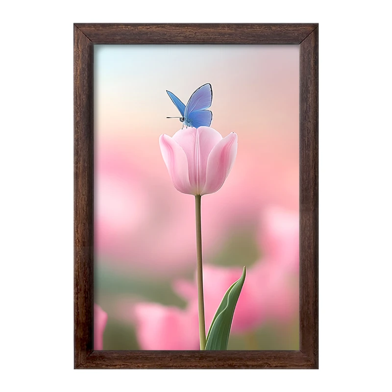 تابلو خندالو طرح گل لاله و پروانه کد F11195