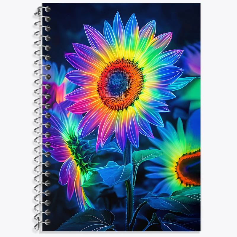 دفتر زبان 50 برگ خندالو مدل دو خط طرح گل رنگی کد F12094