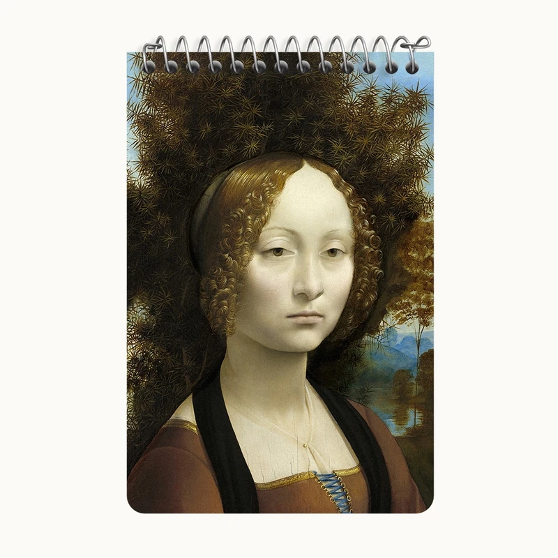 دفتر یادداشت 50 برگ خندالو طرح نقاشی ژینورا دی بنچی اثر لئوناردو داوینچی کد F12203