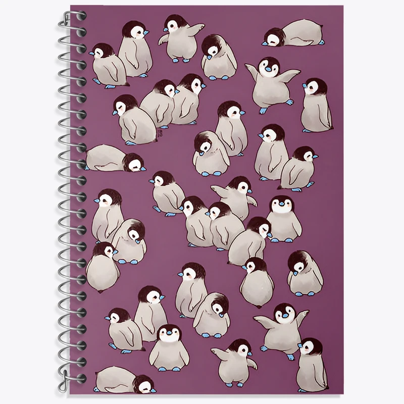 دفتر زبان 50 برگ خندالو مدل دو خط طرح پترن پنگوئن کد N8169