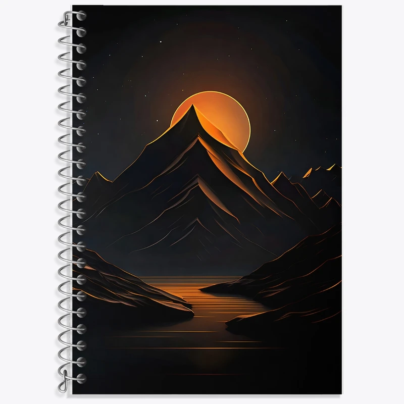 دفتر زبان 50 برگ خندالو مدل سه خط طرح کوه و غروب کد F8502