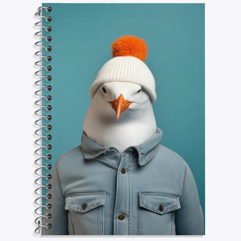 دفتر زبان دوخط 50 برگ خندالو طرح مرغ دریایی بامزه کد F3227