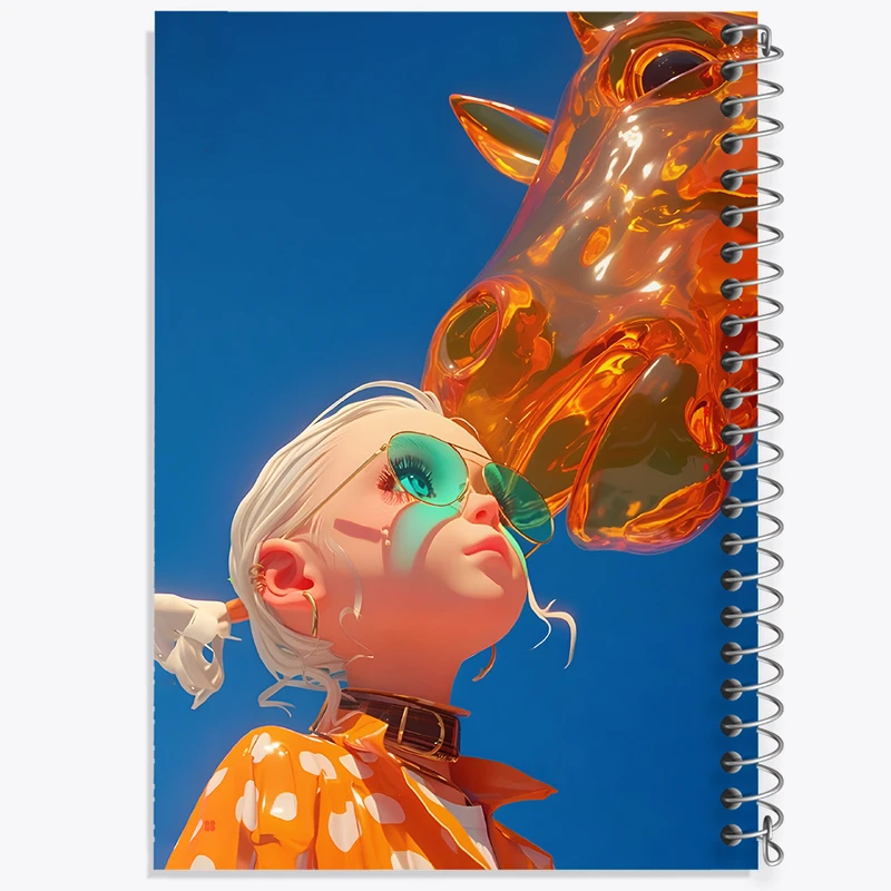 دفتر مشق 100 برگ خندالو طرح دختر و اسب شیشه ای کد F10536