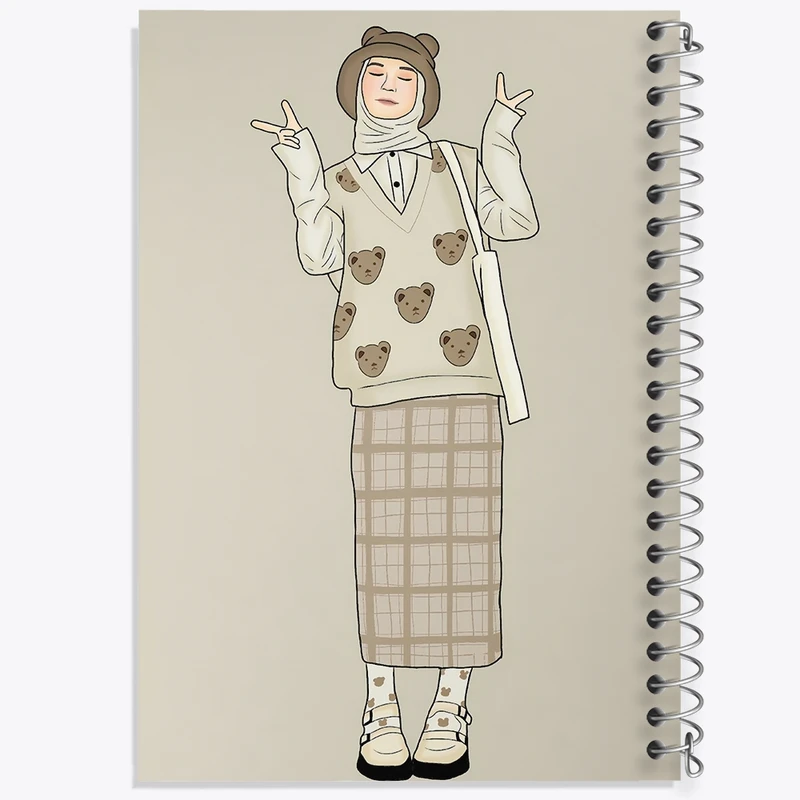 دفتر طراحی 50 برگ خندالو طرح دخترانه مینیمال کد F3254