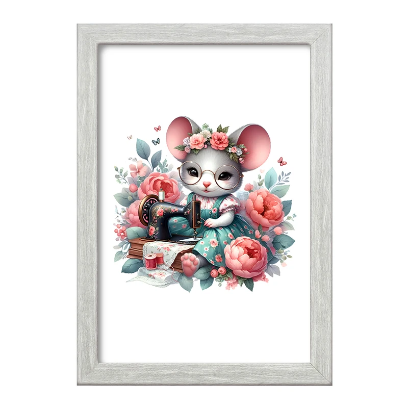 تابلو خندالو طرح موش خیاط کد F6199