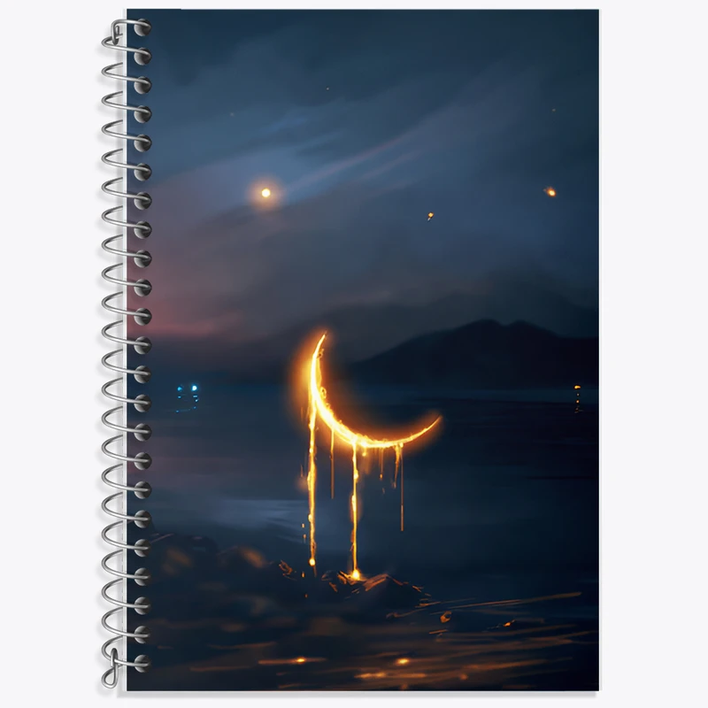 دفتر زبان دوخط 50 برگ خندالو طرح ماه (Moon) کد F12558