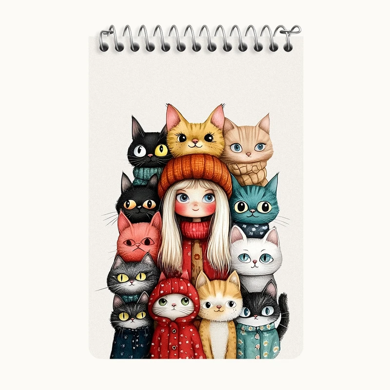 دفتر یادداشت 50 برگ خندالو طرح دختر و گربه ها کد F12009