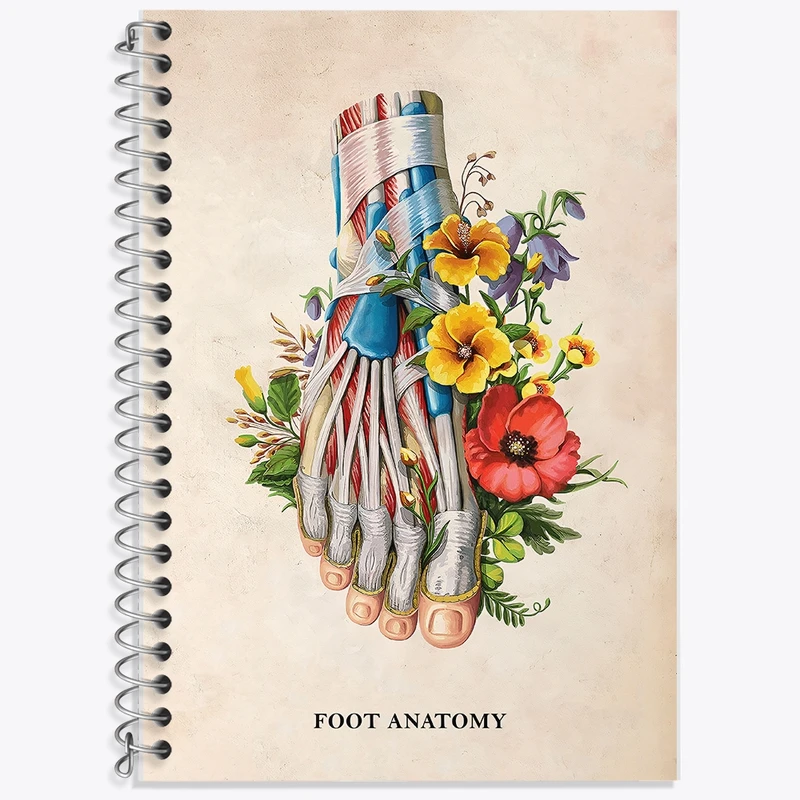 دفتر زبان 50 برگ خندالو مدل سه خط طرح آناتومی پا (Foot Anatomy) کد F14013