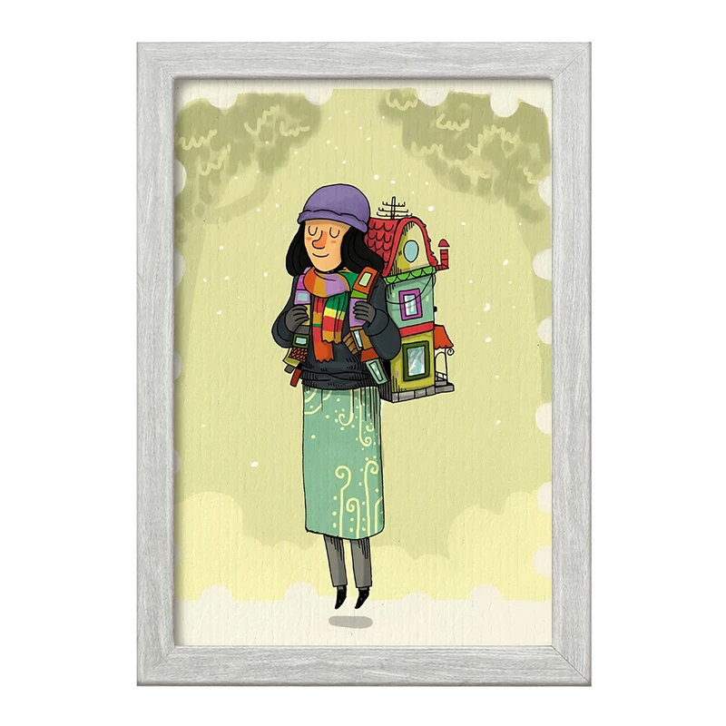 تابلو خندالو طرح دختر جهانگرد کد F8388