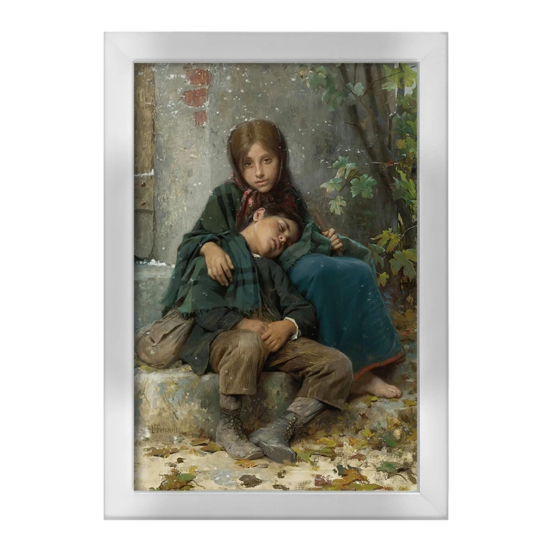 تابلو خندالو طرح نقاشی بیرون در سرما اثر لئون ژان باسیل پررو کد F12371