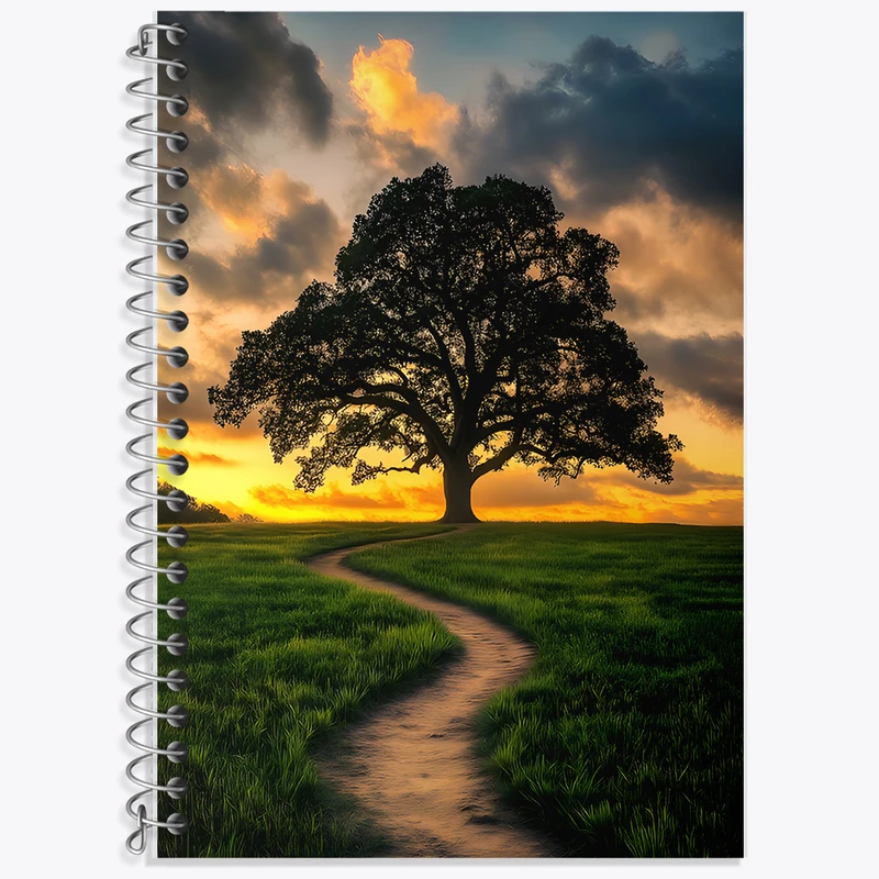 دفتر زبان 50 برگ خندالو مدل دو خط طرح تک درخت کد F12762