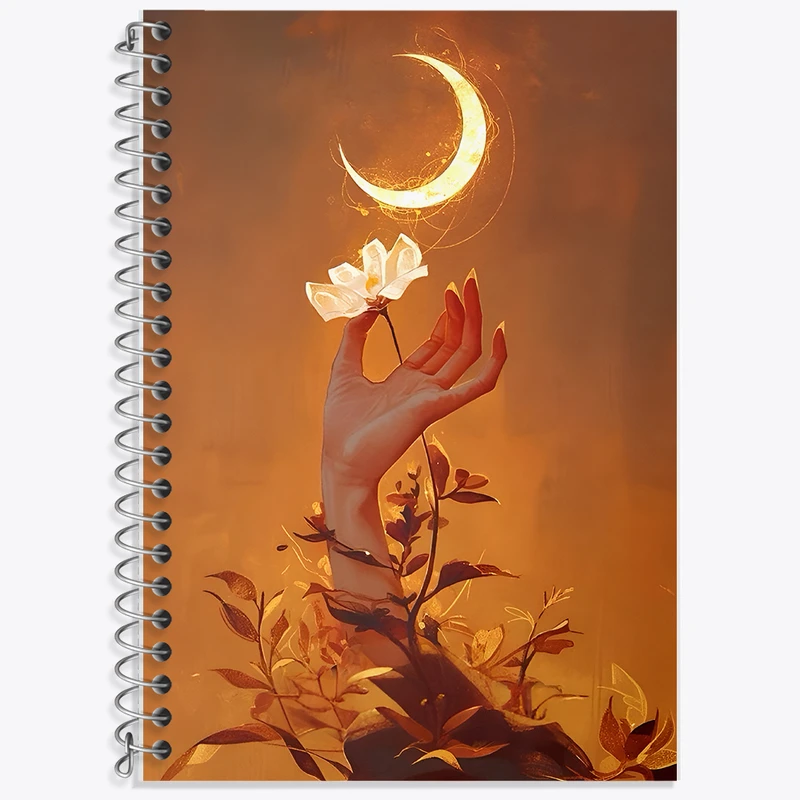 دفتر نت موسیقی 50 برگ خندالو طرح دست و گل و ماه کد F11078