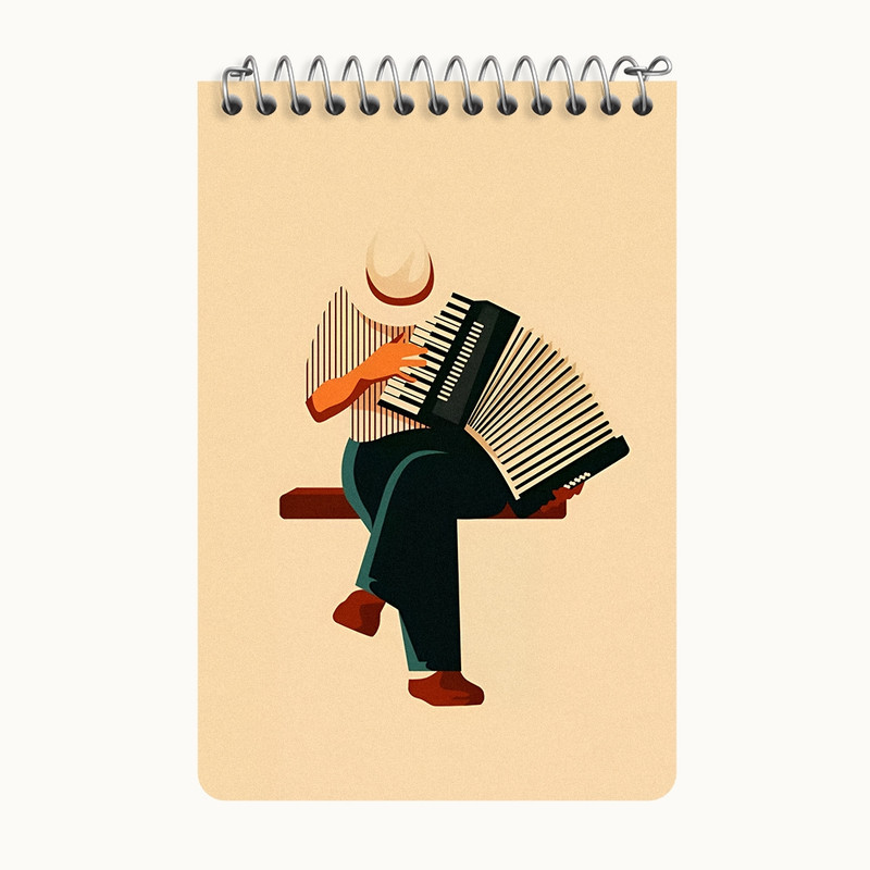 دفتر یادداشت 50 برگ خندالو طرح نوازنده آکاردئون کد F7437
